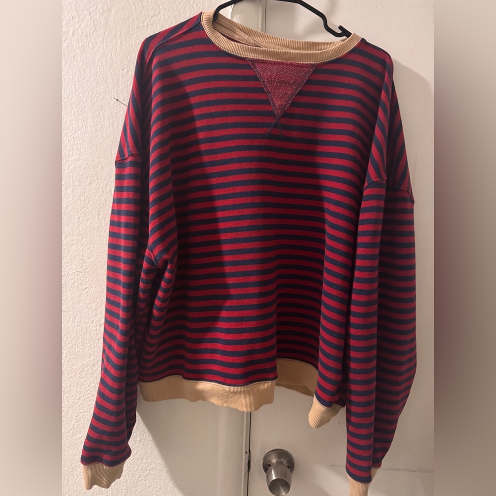 Free People Classic Striped Oversized Crewneck| Nautical Combo| Small
